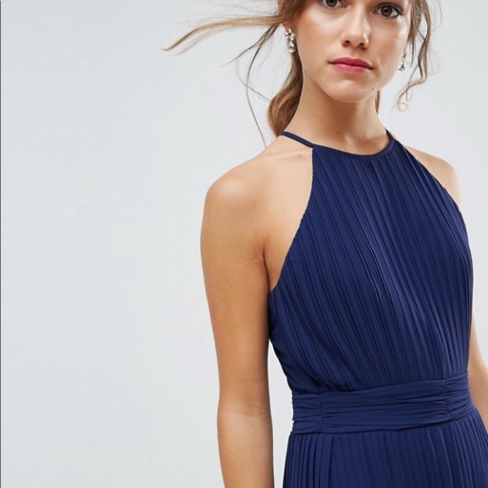 Blue Pleated Gown - Picture 3 of 4